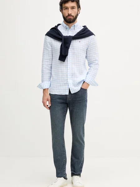 Tommy Hilfiger srajca lanena modra