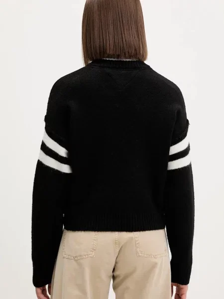 Tommy Jeans Pulover / alb negru