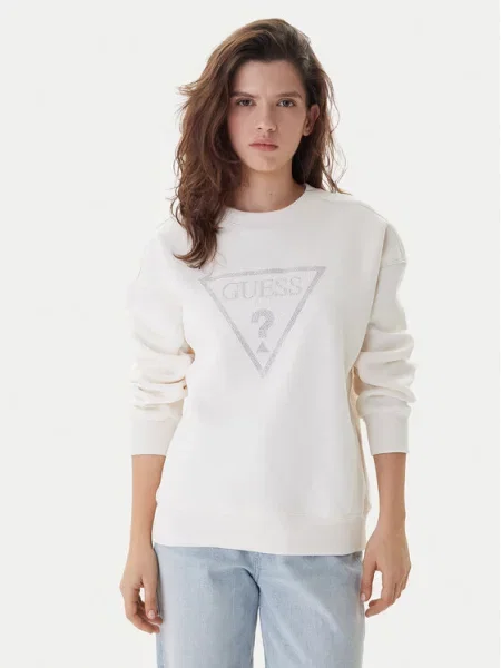 Bluza Guess Jeans z ćwiekami biała