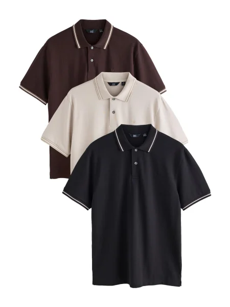 Next Tricou ecru / ciocolatiu negru