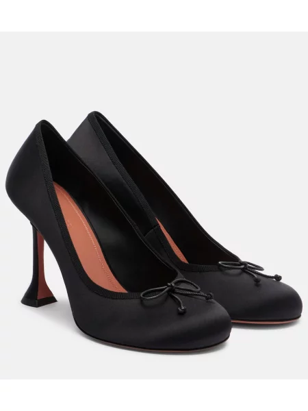 Pantofi cu toc Amina Muaddi din satin negru