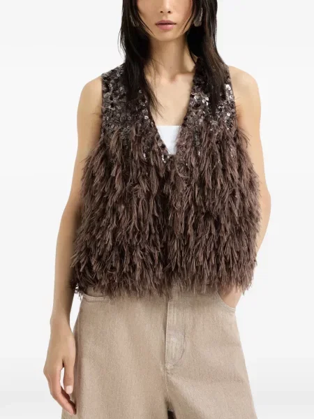 Kamizelka Brunello Cucinelli z cekinami brązowa