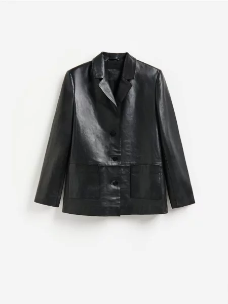 Reserved Sacou din piele negru