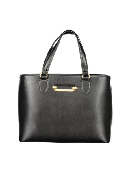 Lniana torebka Valentino Bags czarna