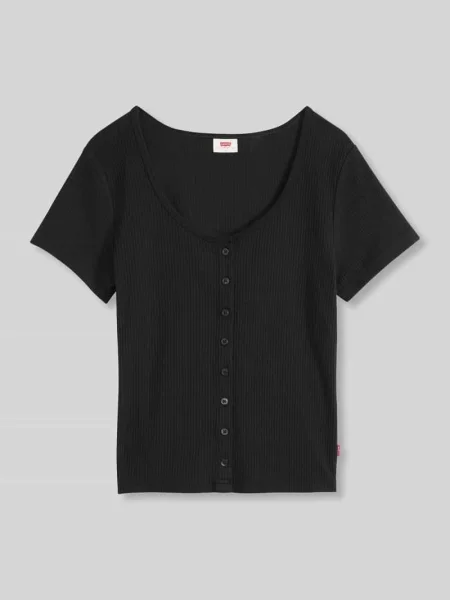 Levi's T-shirt z AUSTEN BUTTON THROUGH SS czarna