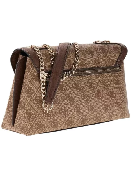 Geanta crossbody Guess cu autograf din piele bej