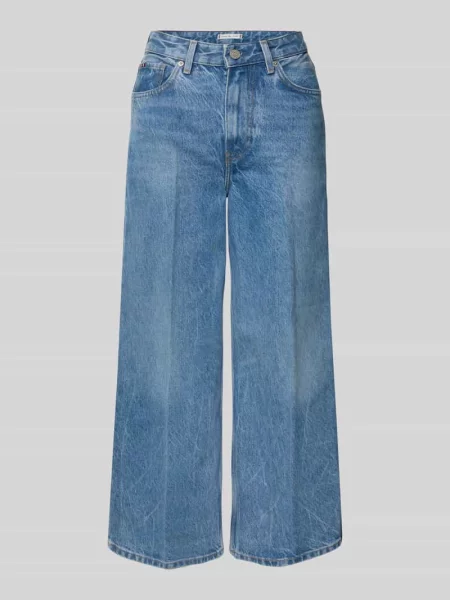 Jeansy z wysokim stanem z mieszanki bawełny Tommy Hilfiger niebieskie