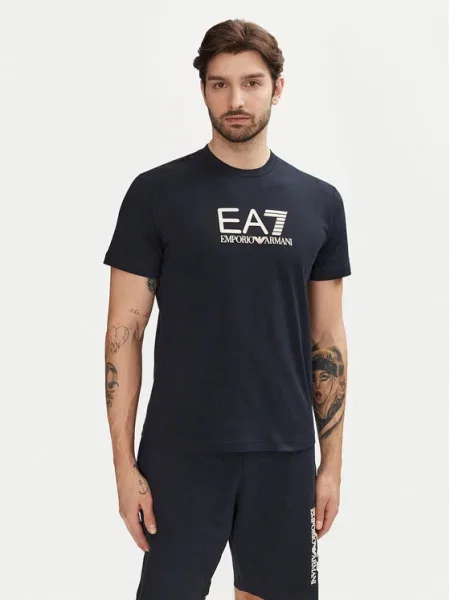 Тениска Emporio Armani с принт синьо