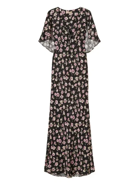 Rochie maxi Twinset cu model floral cu imagine de costum negru