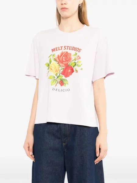 Tricou Melt cu model floral cu imagine roz