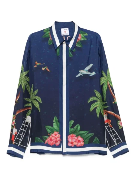 Cămașă Casablanca de mătase albastru