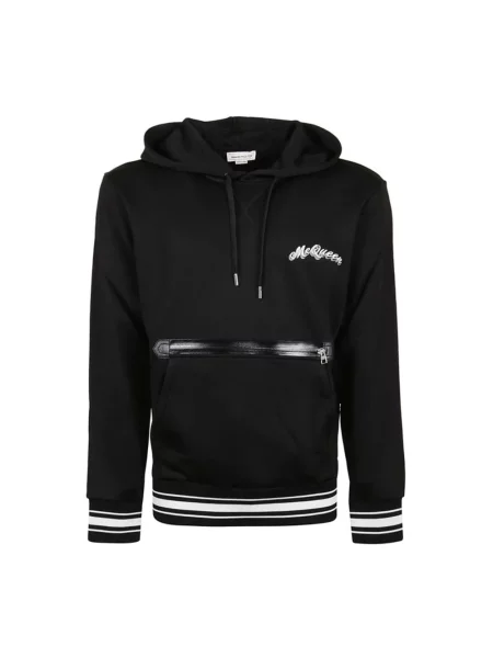 Bluza z kapturem Alexander Mcqueen z kapturem z logo ze sznurkiem czarna