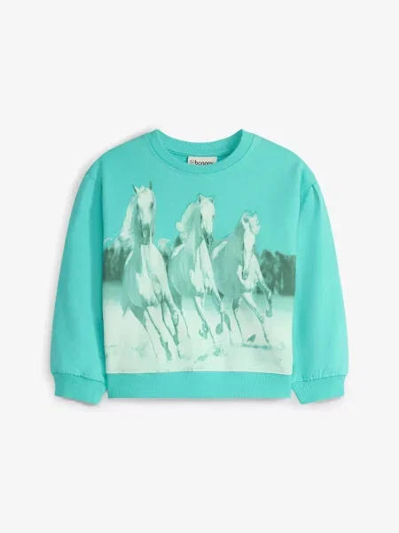 Bluza z czystej bawełny organicznej z balonowymi rękawami zielona