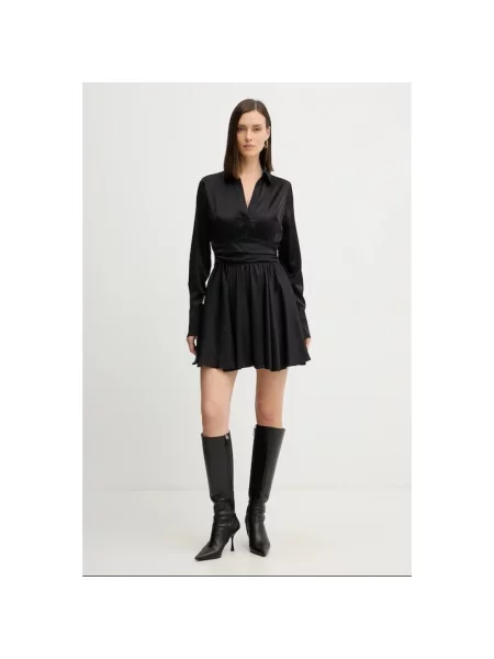 Sukienka mini z dekoltem w serek model ‘CONCETTA FLARE DRESS’ Guess czarna