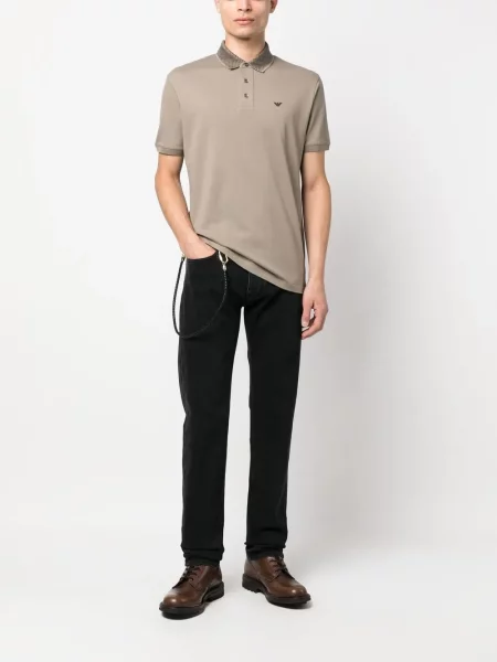 Jeansy straight leg Emporio Armani skórzane na ramiączkach