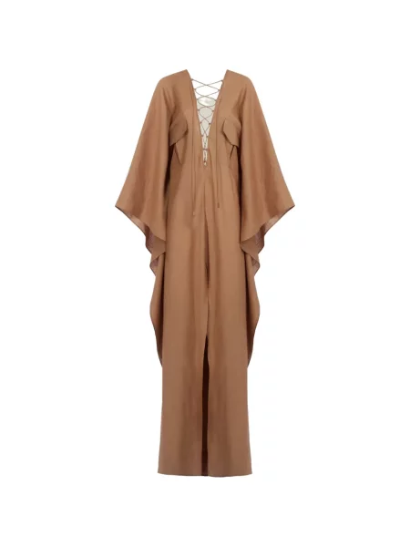 Rochie maxi Taller Marmo cu șireturi din dantelă maro