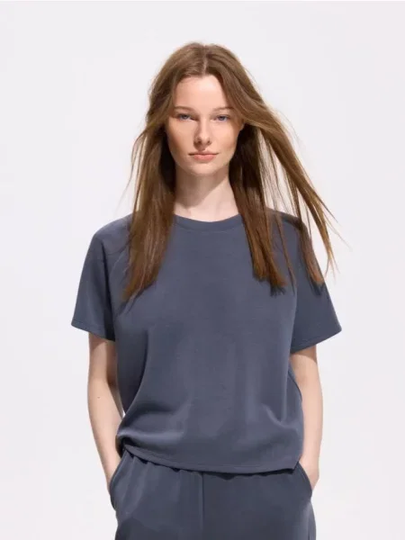 Reserved Tricou boxy din modal gri-închis gri
