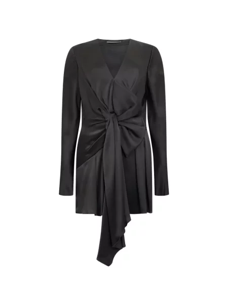Bluză Alberta Ferretti cu funde asimetrică negru