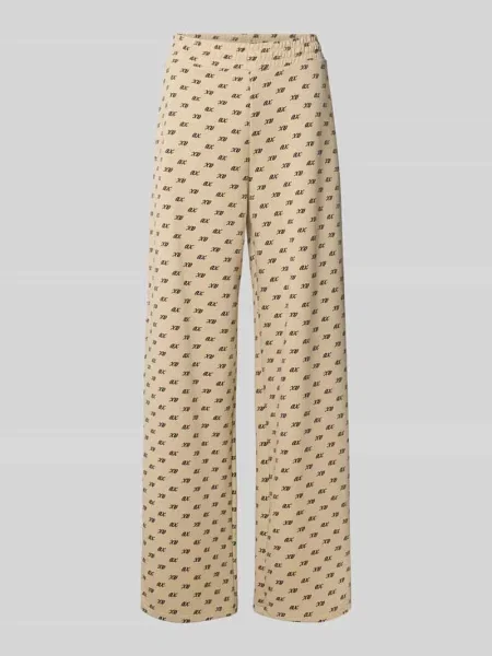 Spodnie dresowe z mieszanki bawełny o kroju wide leg Armani Exchange beżowe