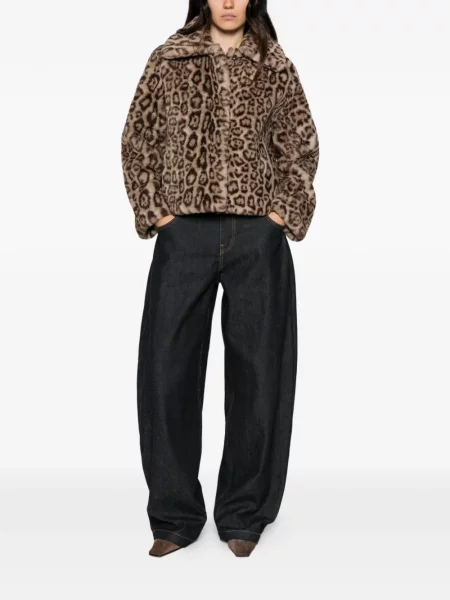Palton de blană Apparis cu imagine cu model leopard cu blană