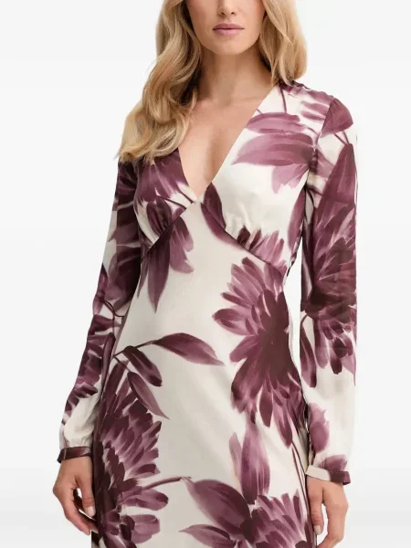Rochie maxi Twinset cu model floral cu decolteu în V de costum