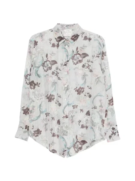 Cămașă Forte_forte cu model floral lungă albastru