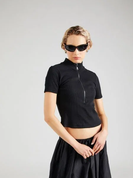 Tricou Trendyol tricotate cu guler de stand-up negru