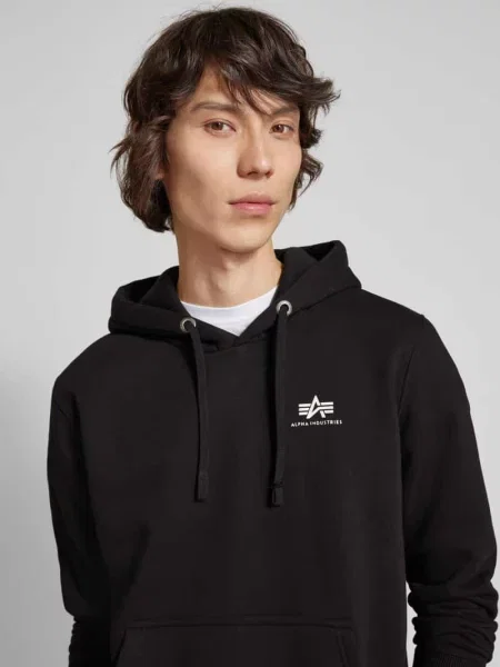 Bluza z kapturem z nadrukiem z logo Alpha Industries czarna
