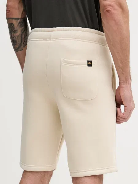 Szorty z dzianiny dresowej o kroju regular fit z naszywką z logo Alpha Industries beżowe