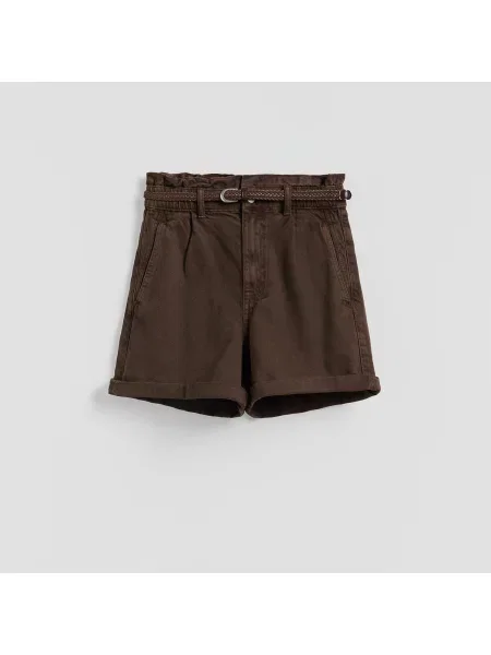 Reserved Džínové kraťasy s páskem dark grey jeans šedé