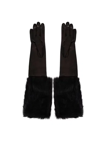 Rękawiczki Alberta Ferretti skórzane czarne