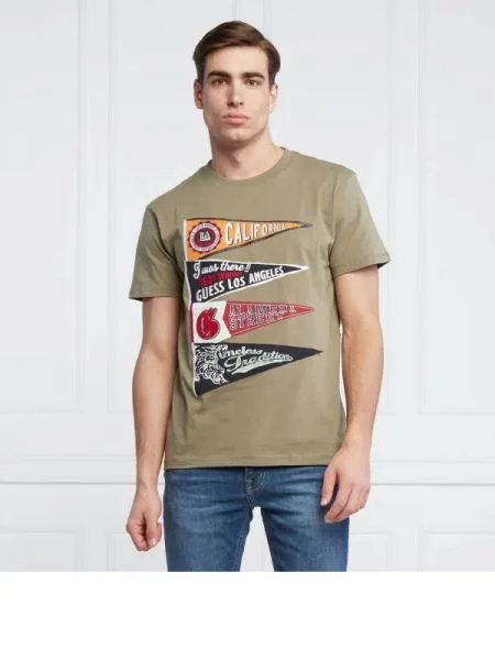 GUESS Tricou PENNANT kaki