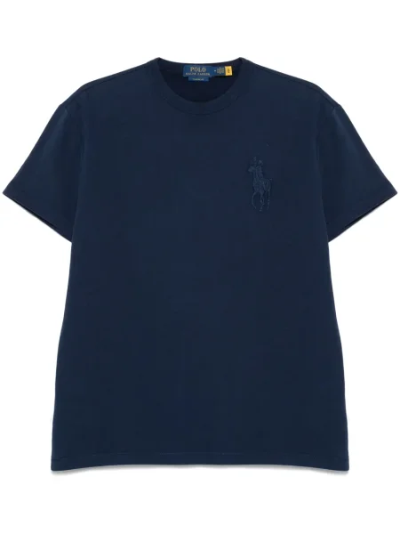 Siuvinėtas iš natūralios odos marškinėliai Polo Ralph Lauren apkarpytas žalia