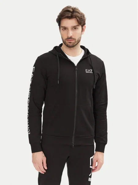 Суичър с качулка Ea7 Emporio Armani с качулка с принт черно