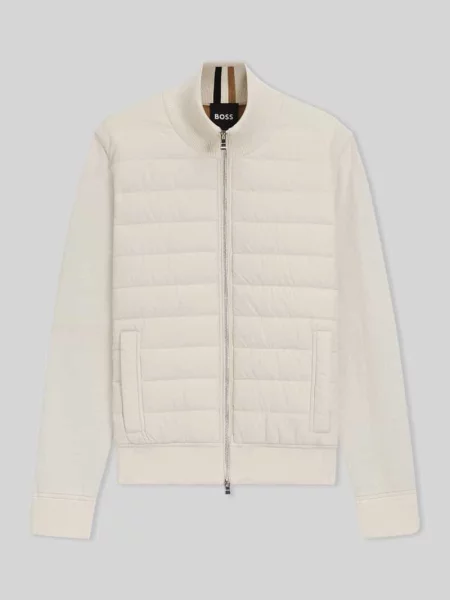 Bluza rozpinana o kroju regular fit z pikowanym przodem model ‘HERNESTO’ Boss biała