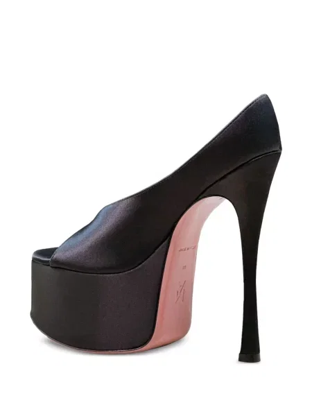 Pantofi cu toc Amina Muaddi din satin cu platformă negru