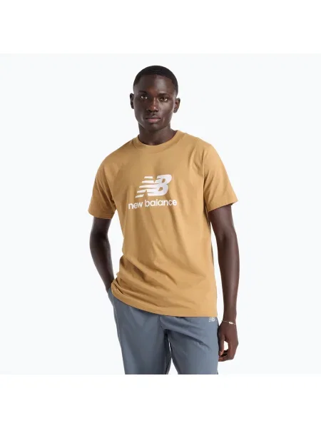 Férfi New Balance Stacked Logo nagy síksági póló. Méret: barna