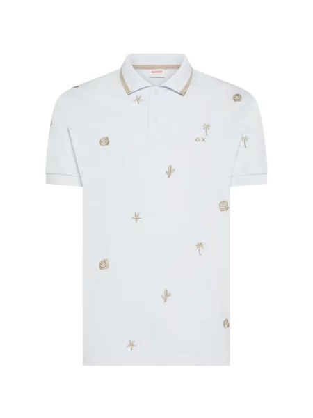 Tricou polo Sun68 cu broderie alb