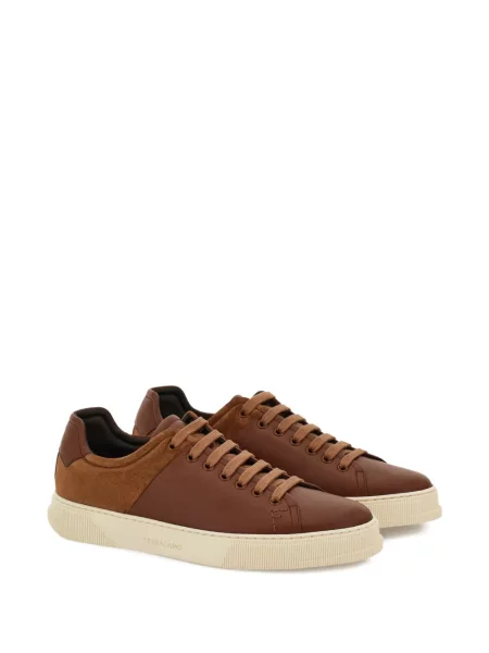 Sneakerși Ferragamo cu broderie maro