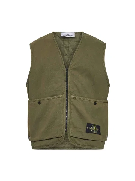 Kamizelka Stone Island z dekoltem w serek z kamieniami zielona