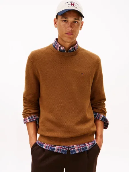 Tommy Hilfiger sweter Mężczyźni jednolity S brązowy