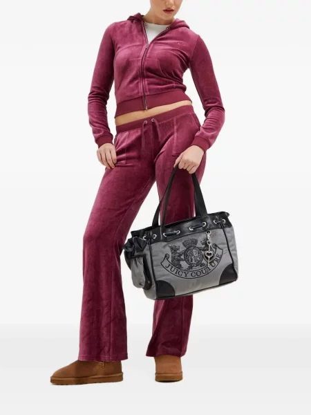 Чанта Juicy Couture с автограф сиво