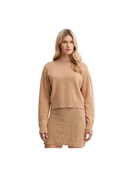 Twinset sweter wełniany lekki brązowy