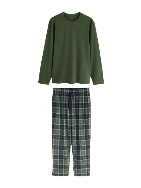 Next Pijama lungă / albastru / albastru marin / verde bej