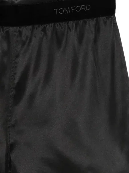 Pantaloni scurți Tom Ford de mătase cu autograf negru