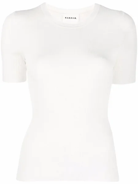 Tricou P.a.r.o.s.h. cu decolteu rotund alb