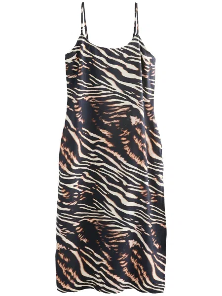 Next Ljetna haljina ecru/prljavo / smeđa / crna bijela