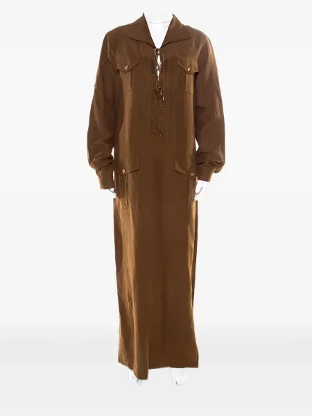 Sukienka koronkowa Michael Kors Vintage sznurowana koronkowa retro brązowa