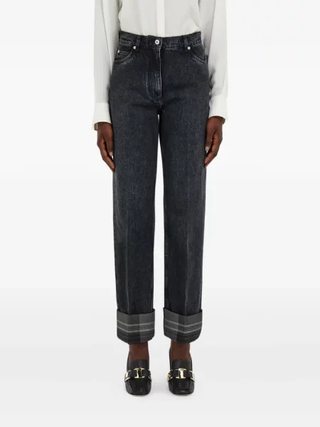 Proste jeansy Ferragamo w kratkę czarne