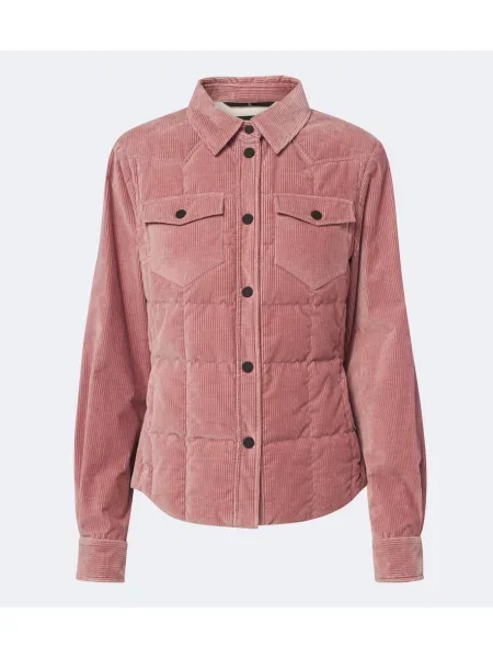 Geacă cu puf Moncler Grenoble de catifea cord roz